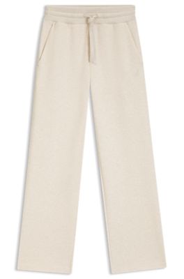 Cotton-jersey tracksuit bottoms with Double B monogram, Natural