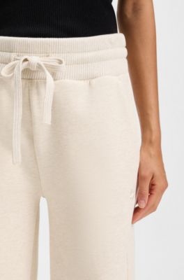 Cotton-jersey tracksuit bottoms with Double B monogram, Natural