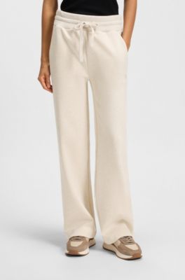 Cotton-jersey tracksuit bottoms with Double B monogram, Natural