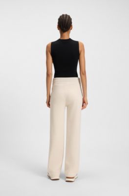 Cotton-jersey tracksuit bottoms with Double B monogram, Natural