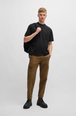 Relaxed-fit cotton-blend T-shirt with logo detail, Black