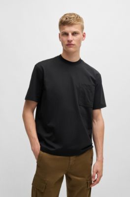 Relaxed-fit cotton-blend T-shirt with logo detail, Black