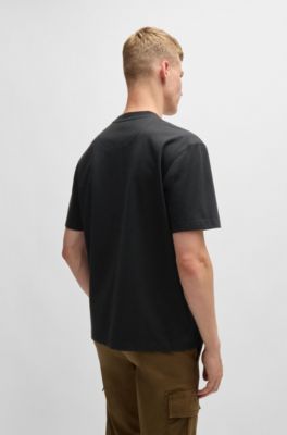 Relaxed-fit cotton-blend T-shirt with logo detail, Black