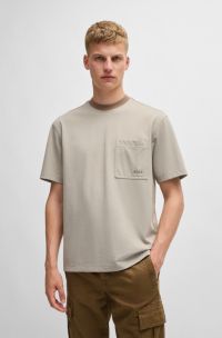 Relaxed-fit cotton-blend T-shirt with logo detail, Light Beige