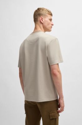 Relaxed-fit cotton-blend T-shirt with logo detail, Light Beige