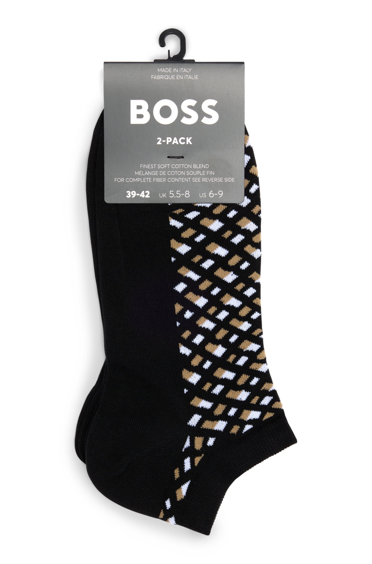 Two-pack of ankle socks in a cotton blend, Black
