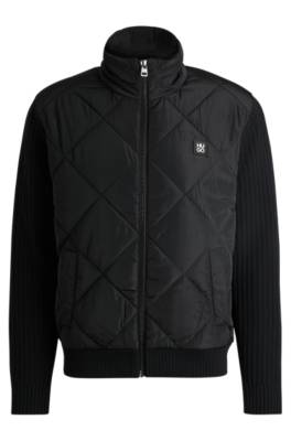 HUGO MIXED-MATERIAL JACKET WITH QUILTED FRONT PANEL 