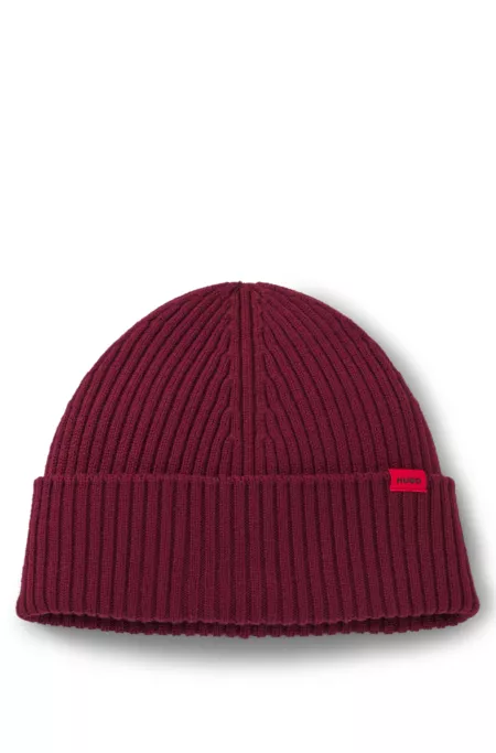 Bonnet en laine vierge avec étiquette logo