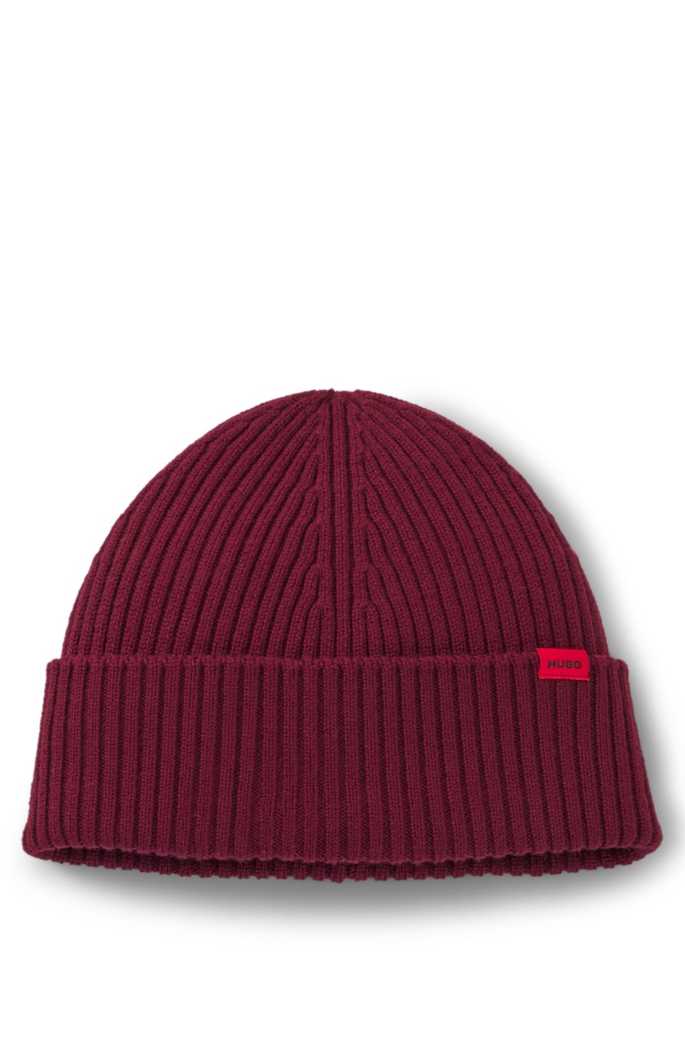 Virgin-wool beanie hat with logo label