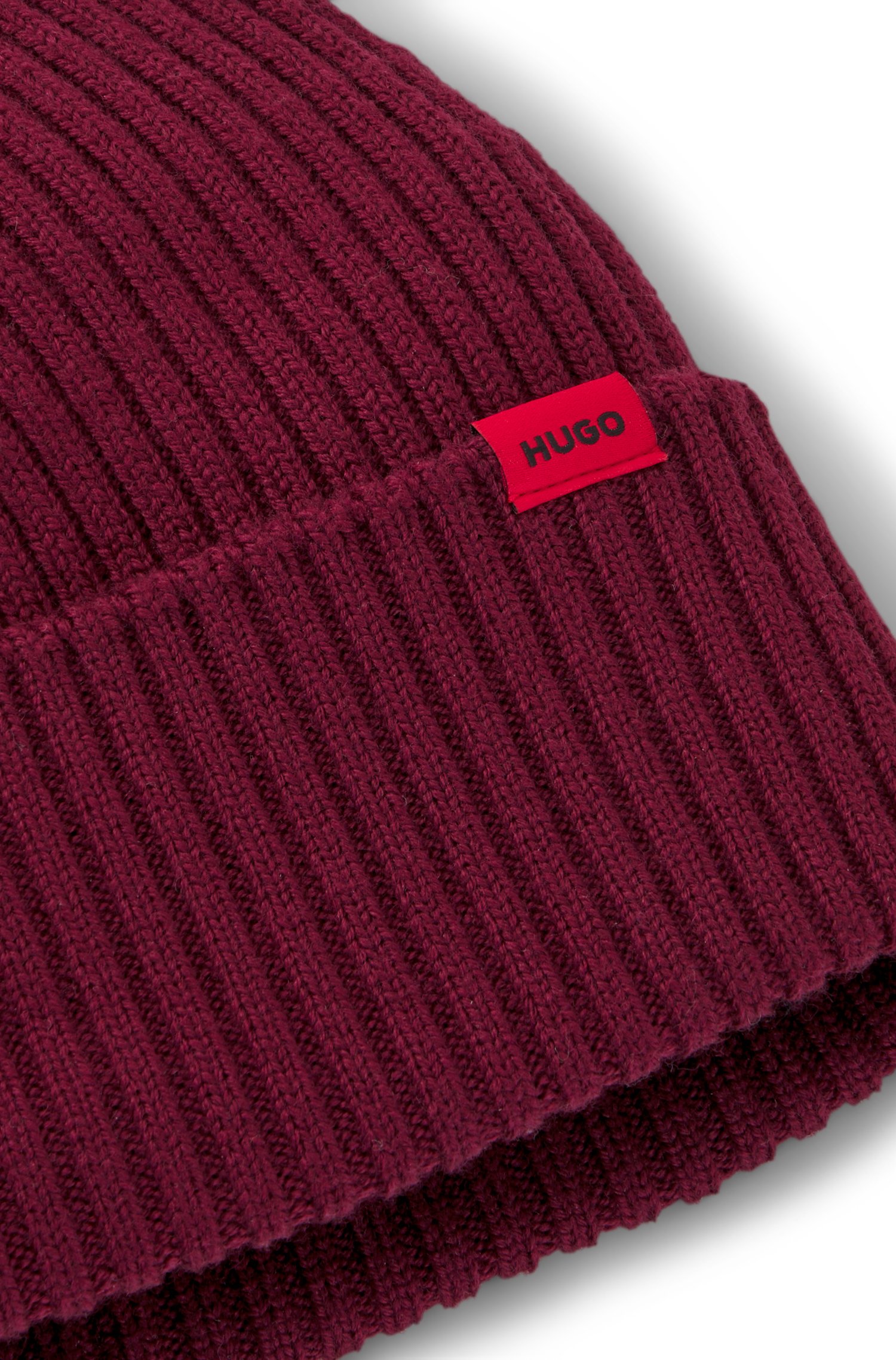 Hugo Virgin-wool beanie hat with logo label mössor herr – bild 4