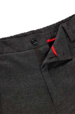 Tapered-fit trousers in stretch material with elasticised waist, Grey