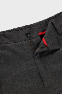 Tapered-fit trousers in stretch material with elasticised waist, Grey