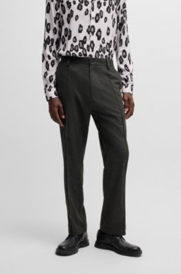 Tapered-fit trousers in stretch material with elasticised waist, Grey