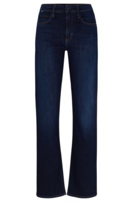 Straight-fit jeans in blue stretch denim, Dark Blue