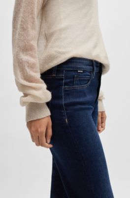 Straight-fit jeans in blue stretch denim, Dark Blue