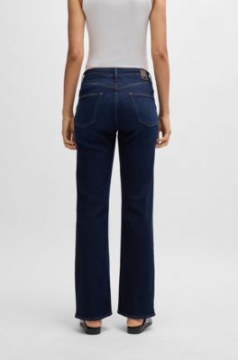 Straight-fit jeans in blue stretch denim, Dark Blue