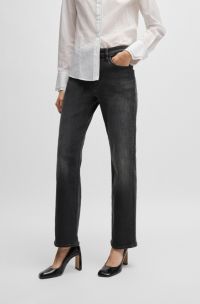 Straight-fit jeans in stretch denim, Dark Grey