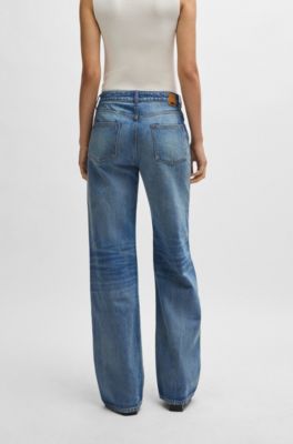 BOSS - Wide-leg jeans in blue rigid denim - Blue