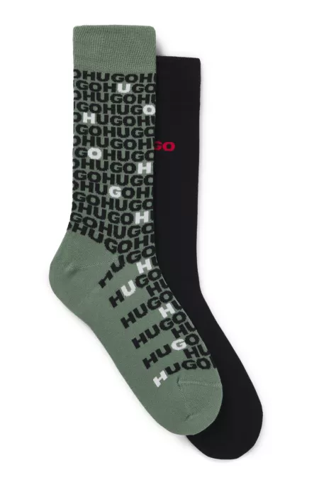 Two-pack of regular-length socks with logo details