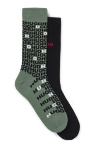 Two-pack of regular-length socks with logo details, Black / Green