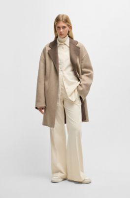 イタリア製 ベルト付きコート ウール/カシミアブレンド, ライトブラウン