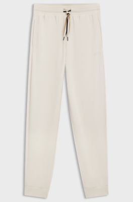 Cuffed tracksuit bottoms with signature-stripe drawcord, Natural
