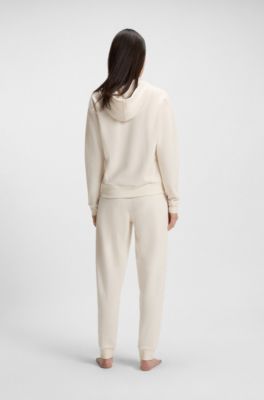 Cuffed tracksuit bottoms with signature-stripe drawcord, Natural