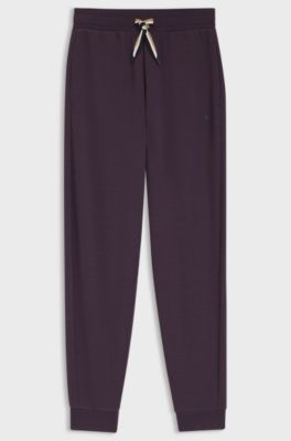 Branded cuffed bottoms in a cotton blend, Dark Purple
