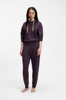 Branded cuffed bottoms in a cotton blend, Dark Purple