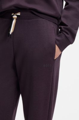 Branded cuffed bottoms in a cotton blend, Dark Purple