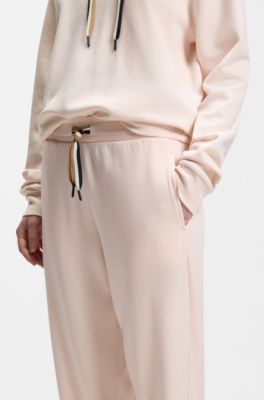 Cuffed tracksuit bottoms with signature-stripe drawcord, Light Pink