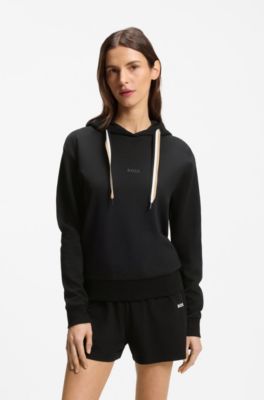 Logo-hoodie met kenmerkend gestreepte koorden, Zwart
