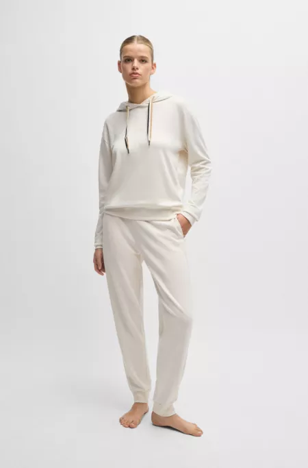 Logo-print hoodie with signature-stripe cords