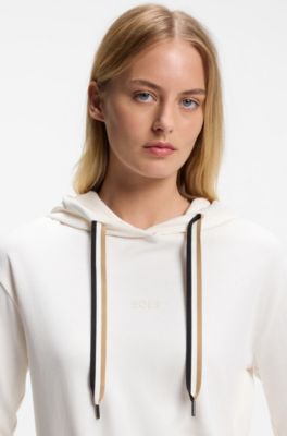 Logo-detail hoodie, Natural