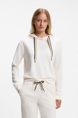 Logo-detail hoodie, Natural