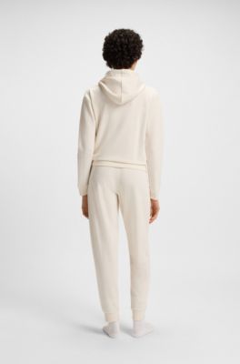 Regular-fit hoodie with signature-stripe cords, Natural