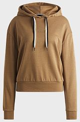 Logo-print hoodie with signature-stripe cords, Light Brown