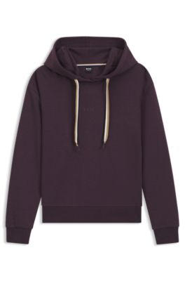 Logo hoodie with signature-stripe cords, Dark Purple