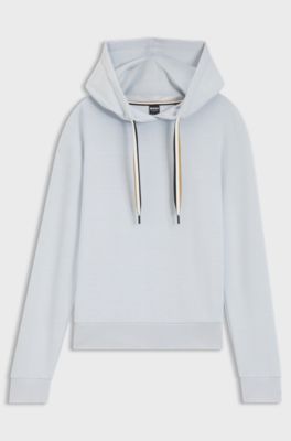 Logo-hoodie met kenmerkend gestreepte koorden, Lichtblauw