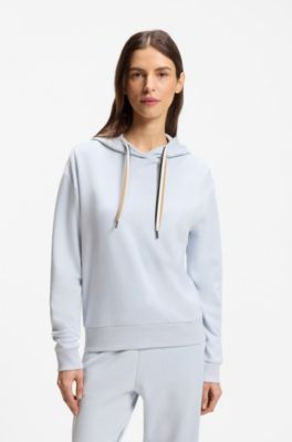 Logo-hoodie met kenmerkend gestreepte koorden, Lichtblauw