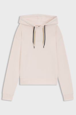 Logo hoodie with signature-stripe cords, Light Pink