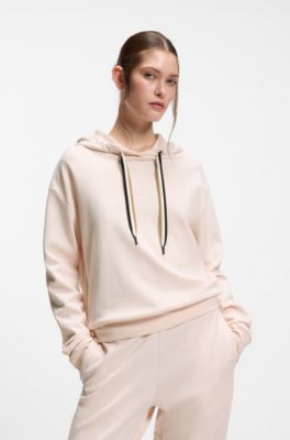 Logo-hoodie met kenmerkend gestreepte koorden, Lichtroze