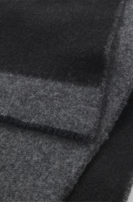 Wool-blend scarf with stacked logos, Black