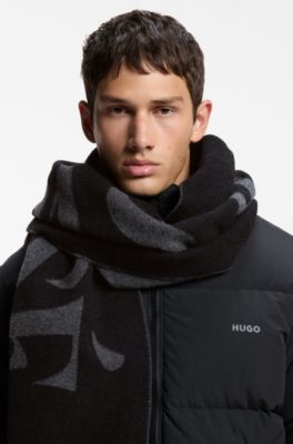 Wool-blend scarf, Black