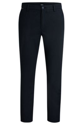 BOSS - Regular-fit trousers in mouliné cotton-blend twill