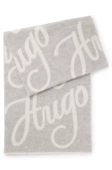 Wool-blend scarf with logo jacquard