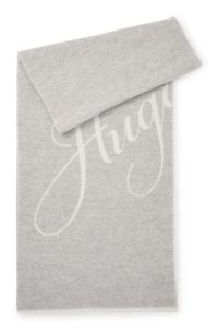Wool-blend scarf with logo jacquard, Light Grey