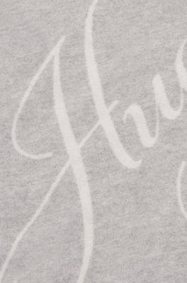 Wool-blend scarf with logo jacquard, Light Grey