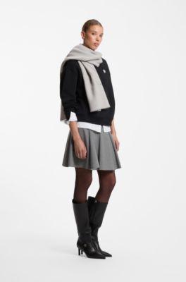 Wool-blend scarf with logo jacquard, Light Grey