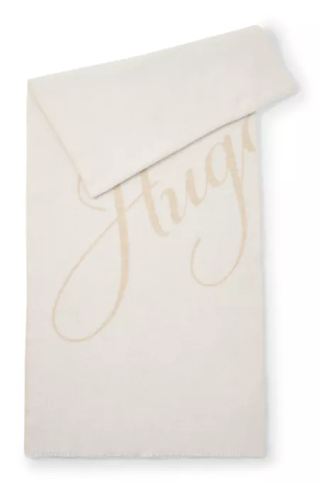 Wool-blend scarf with logo jacquard